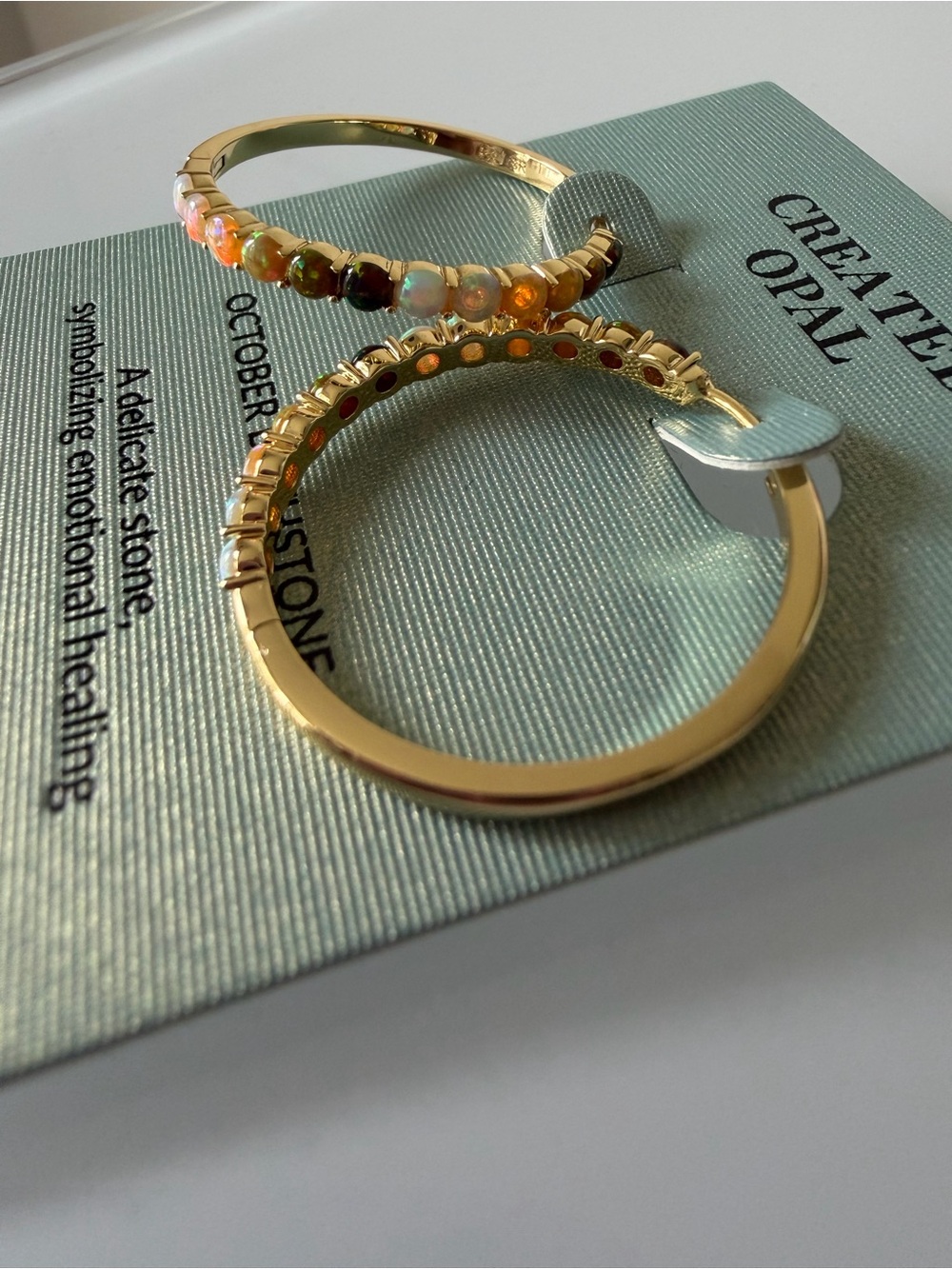 Colorful Opal gold hoop earrings